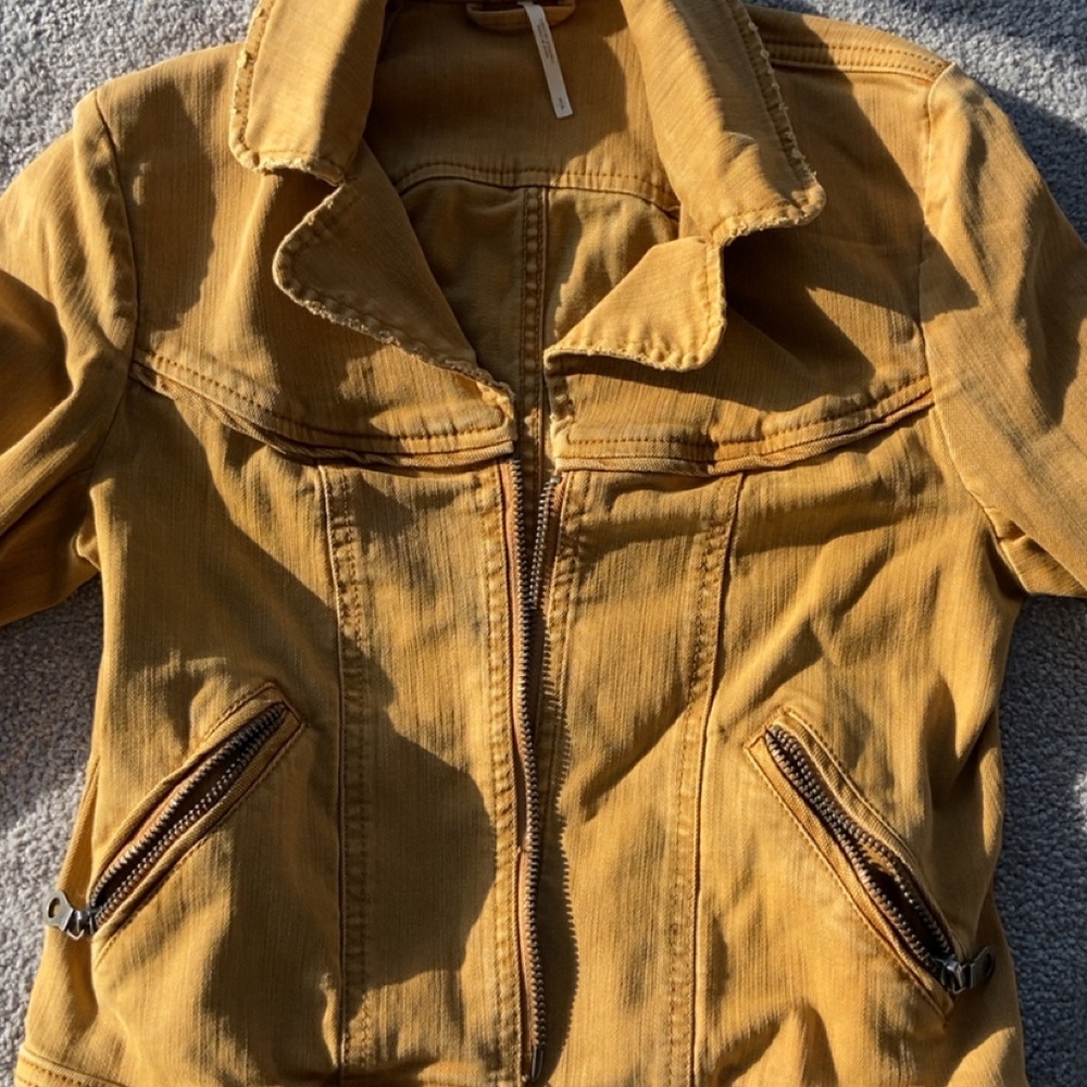 Free People Mustard Yellow Denim Jacket - Picture 3 of 10